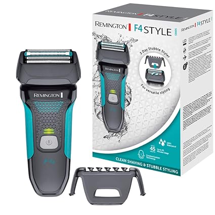 Remington Elektrischer Rasierer Herren F4 (+3-Tage Bart-Styleraufsatz/Schutzkappe), Nass- & Trocken-Rasierapparat, LED Anzeig