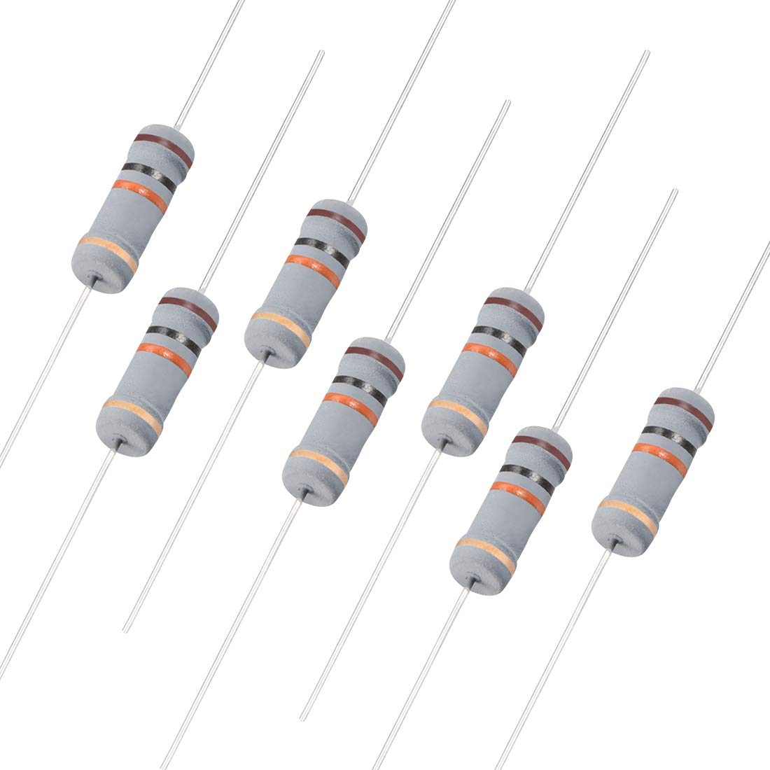 Sourcingmap 50Pcs 10K Ohm Resistor, 2W 5% Tolerance Carbon Film Resistors, 4 Bands for DIY Electronic Projects and Experiments