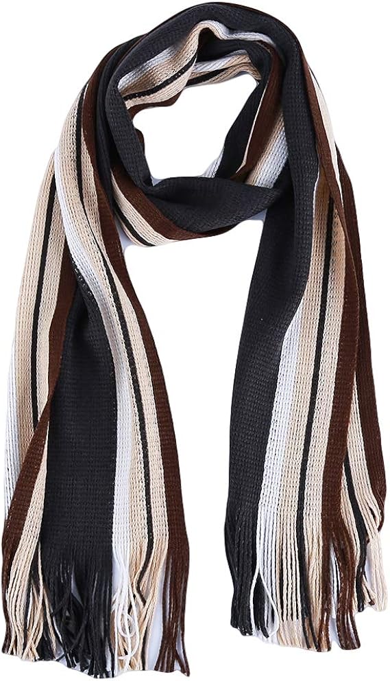 Amazon 虹色蝶 メンズスカーフ ストール マフラー ストライプ ニット 大判 厚手 柔らかい 防寒対策 秋冬 綺麗 クリスマス プレゼント 灰色 ストール マフラー 通販