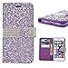 iPhone 7 Wallet Case, 3D Bling Jelly Rhinestone PU Leather Wallet Flip Protective Skin Case with Magnetic Bling Button Card Slot Function for Apple iPhone 7 4.7 Inch (Purple)