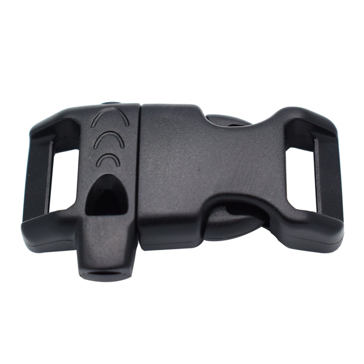 KEEJEA 14mm 5/8" Black Plastic Contoured Emergency Survival Whistle Buckle for Paracord Bracelets Pack of 10