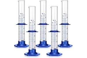 QESDAOXU 5PCS Graduated Cylinder Measuring Cylinder Thick Glass Lab Cylinders Glass Graduated Cylinder Glass Measuring Cylinder(50ML)