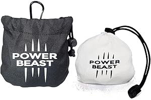 POWER BEAST Refillable Chalk Ball + Bag, Boulder Chalk, Sport Chalk, Gymnastics, Rock Climbing, Bouldering, Weightlifting, Climbing, Pole Dance, Bodybuilding, Tennis, Padel, Cross Training, Gym.