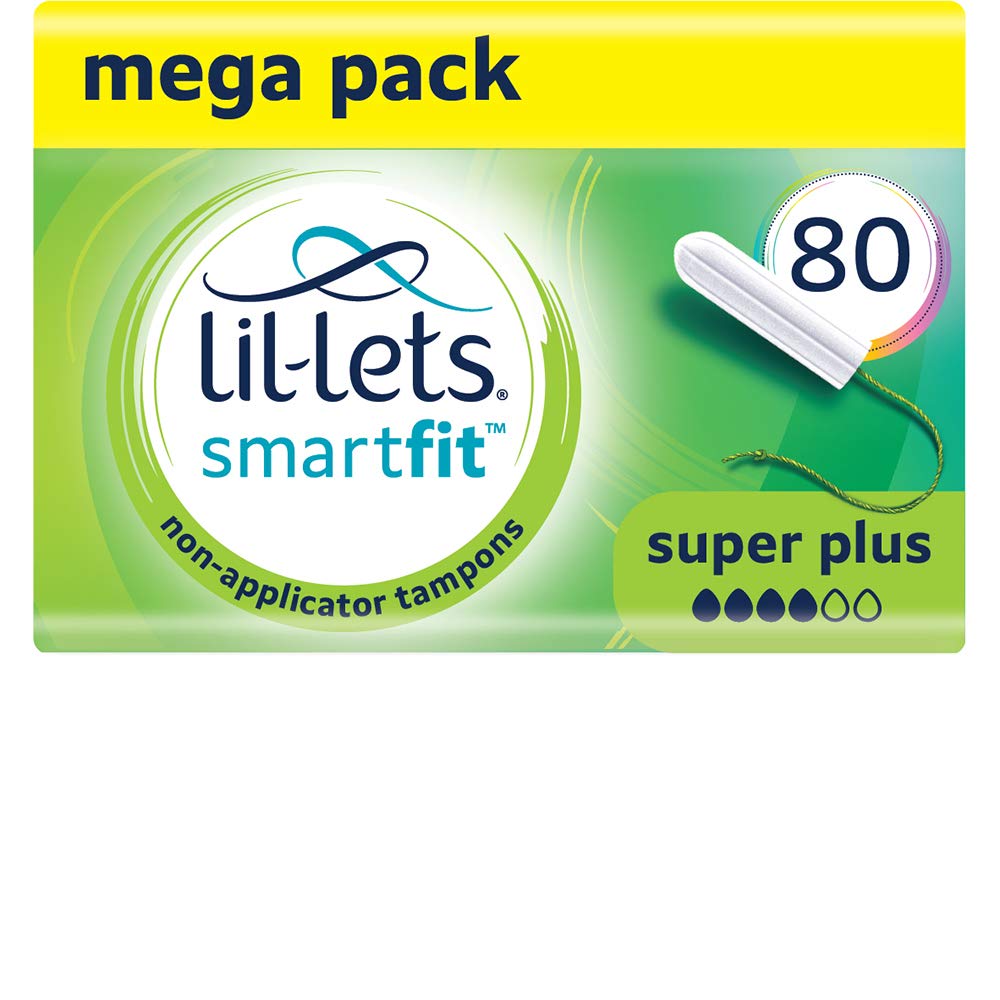 Lil-Lets Smartfit Non-Applicator Tampons, Super Plus, 8 Packs of 10 Tampons, White,L766