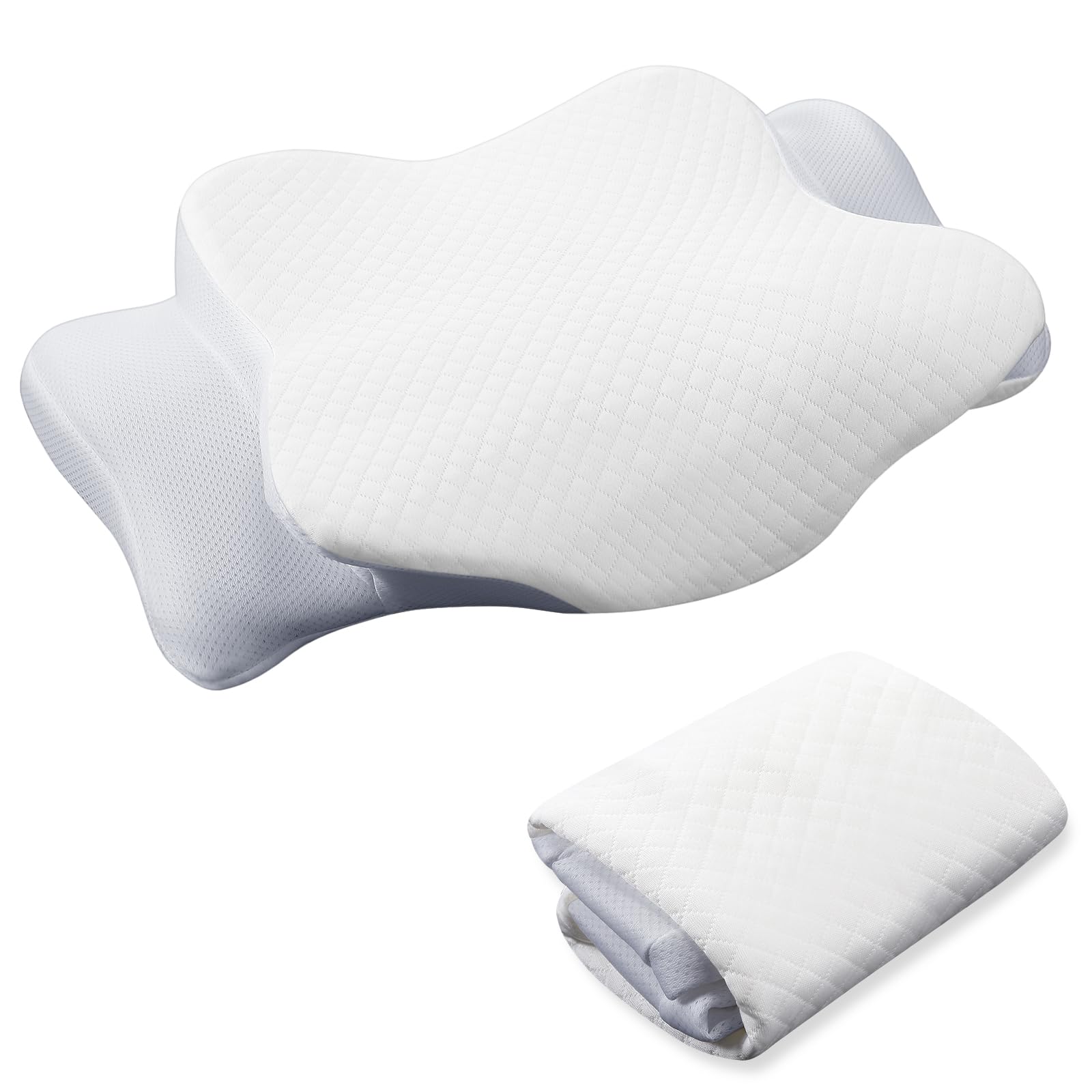 Photo 1 of HunnmingRe Cervical Pillow Case Cover Comfortable and Breathable Memory Foam Cervical Neck Pillow Case Cover with Zipper(White,Standard Size)