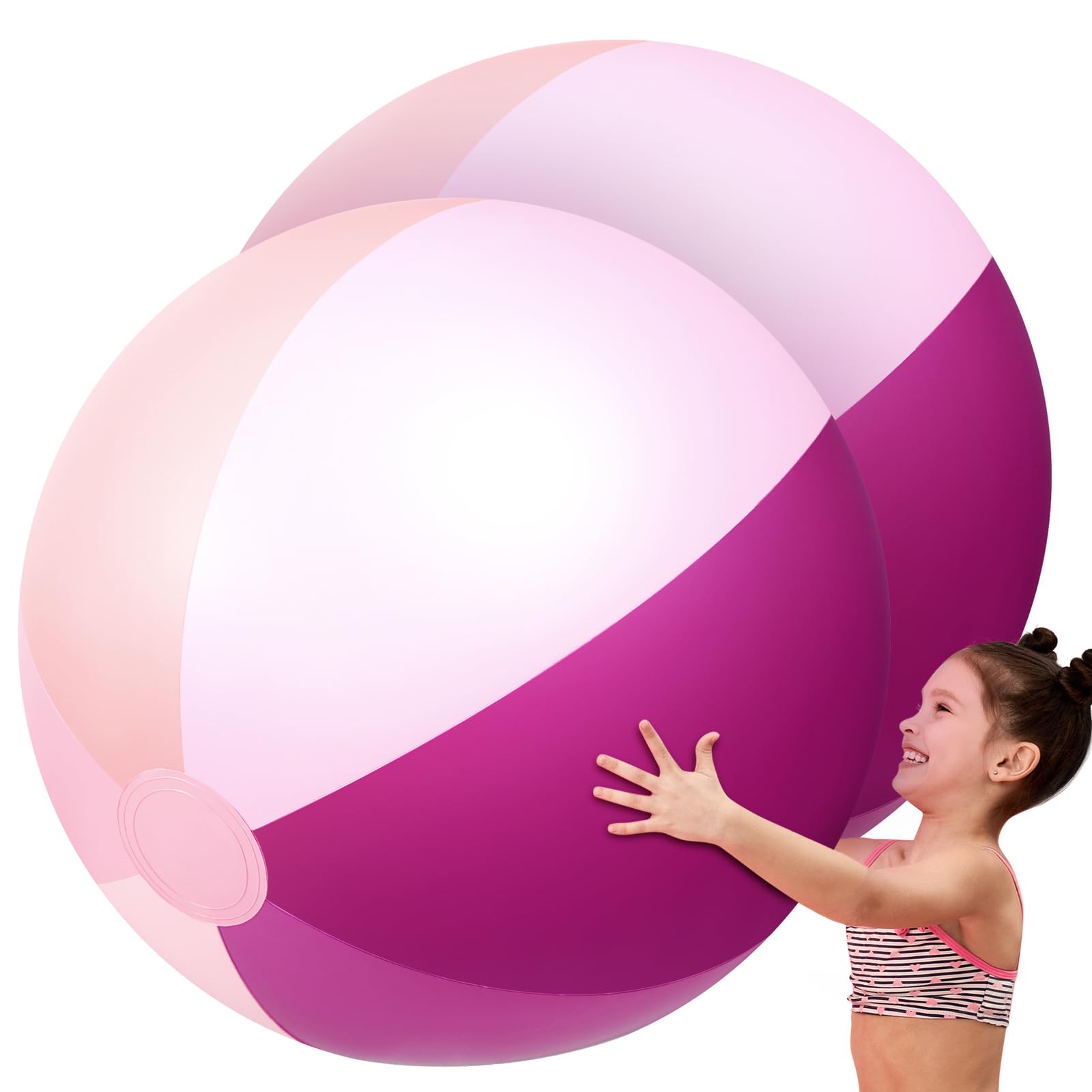 Photo 1 of Ceenna 2 Pcs 60 Inch Giant Beach Ball Large Inflatable Pool Toy Balls Summer Swimming Toys Parties PVC Jumbo for Adults Summer Beach Pool Party Favor(Purple,Elegant)