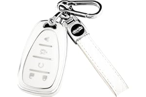 XIYANG TRADE for Chevy Key Fob Cover with Keychain,Soft TPU Key Case Shell Full Protection for Chevrolet 2016-2021 Chevy Equinox Malibu Camaro Cruze Blazer Traverse Trax 5 Button Holder (White)