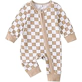 Nibbcoa Newborn Boy Outfits Checkered Jumpsuit Long Sleeve Zipper Romper Plaid Bodysuit Fall Winter One Piece Outfit