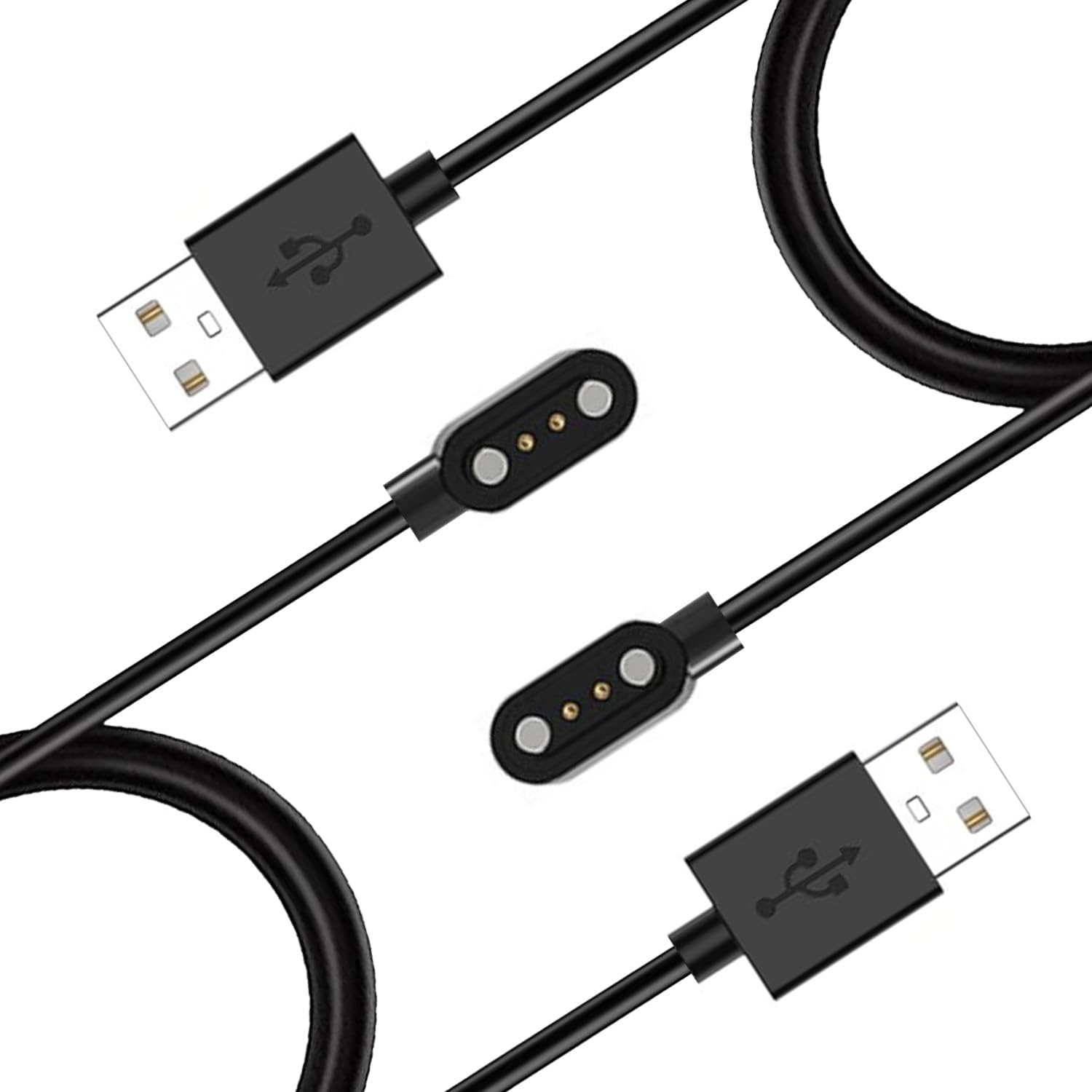 Photo 1 of [2-Pack] 60CM Smart Watch Charger Magnetic USB Charging Cable for Letsfit Willful YAMAY SW023 ID205L SW021 ID205U ID205S SW025 Uwatch 3S 3 2 2S Urun Smart Watch Magnetic Replacement Charging Cable