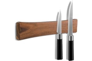 16 Inch Magnetic Knife Holder for Wall, Solid Acacia Wood Knife Magnetic Strip for Fridge, No Drill Wall Mount Knife Magnet T