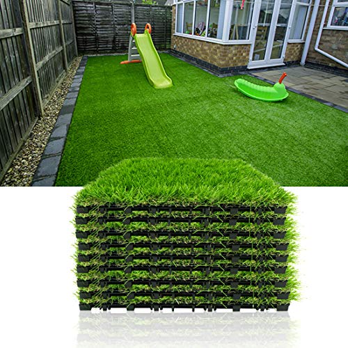 PROGOAL Artificial Grass Turf Tile Fake Grass Flooring Mat Interlocking