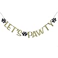 Dog Themed Birthday Party Banner - Gold Glitter 'Pet Birthday' Garland Backdrop Decor - View #2