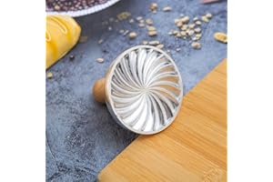 1pc Cookie Stamp Mold with Floral Swirl Pattern - Round Cookie and Gum Paste Cutter, Ergonomic Handle for Precise Baking, Per
