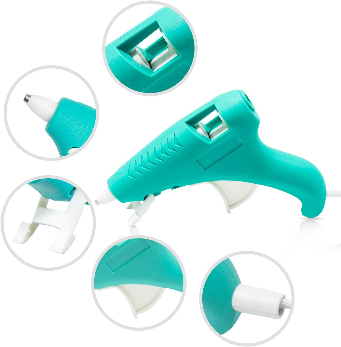 FL Mini Hot Glue Gun, Hot Glue Gun for Kids, Mini Size High Temperature Hot Melt Glue Gun Kit with 15 pcs Glue Sticks, Packaging, DIY, Arts & Craft, Repairing and More (Turquoise-15W)