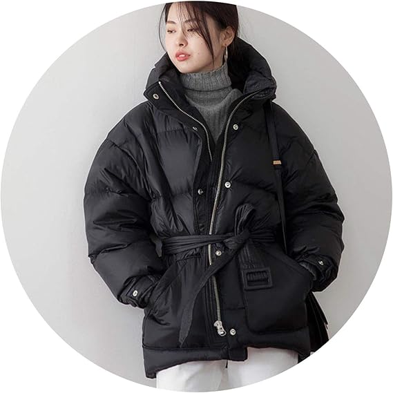 Amazon 冬 ネクタイ ファッションコート ダウンジャケット レディース 軽量暖かいホワイト ショートフード付き レッド L コート ジャケット 通販