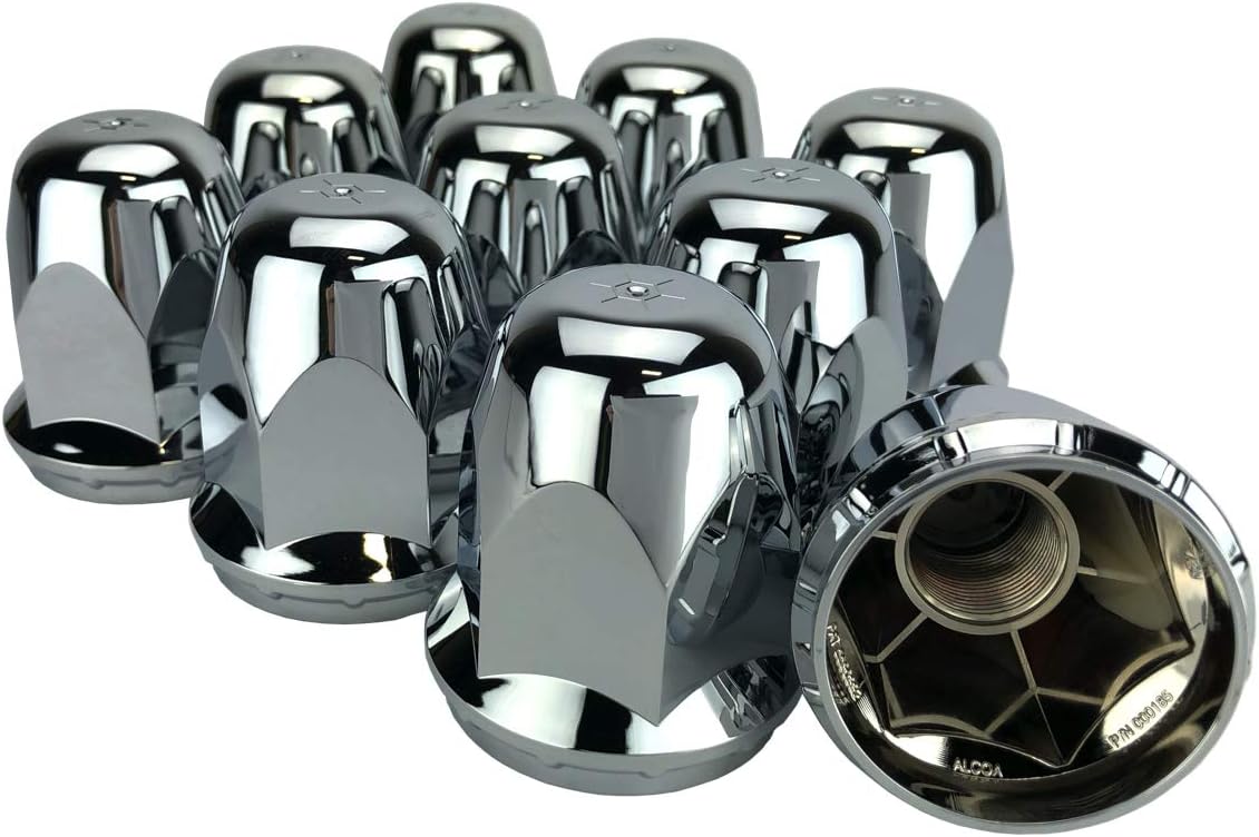 ALCOA 10 33mm Chrome Screw On Hex Lug Nut Covers with