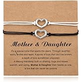 YangQian Mother Daughter Bracelets Set for 2 Heart Matching Gift for Mom Daughter Christmas Gifts for Mom Daughters Birthday Gifts for Moms Mommy and Me Bracelet Adjustable Gift