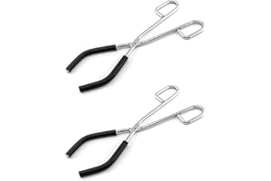 QWORK Beaker Tongs, 2 Pack, Chrome-Plated Iron, Rubber Coated Ends, for 50mL - 2000mL Capacity Beaker