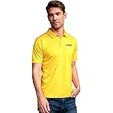 Vantage Apparel Men's Collegiate Premium Moisture Wicking Dark Gray Icon Polo, LSU Tigers, Gold, X-Large