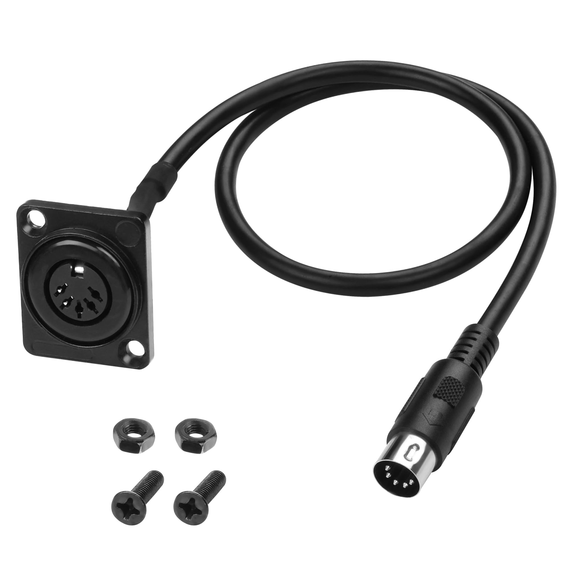 MEIRIYFA MIDI DIN 5Pin Extension Cable Cord, D-Type Panel Mount DIN 5 PIN Audio Adapter Cable for Keyboard Synthesizer, Organ, Electric Piano, MIDI Guitar - 53CM (Female to Male)