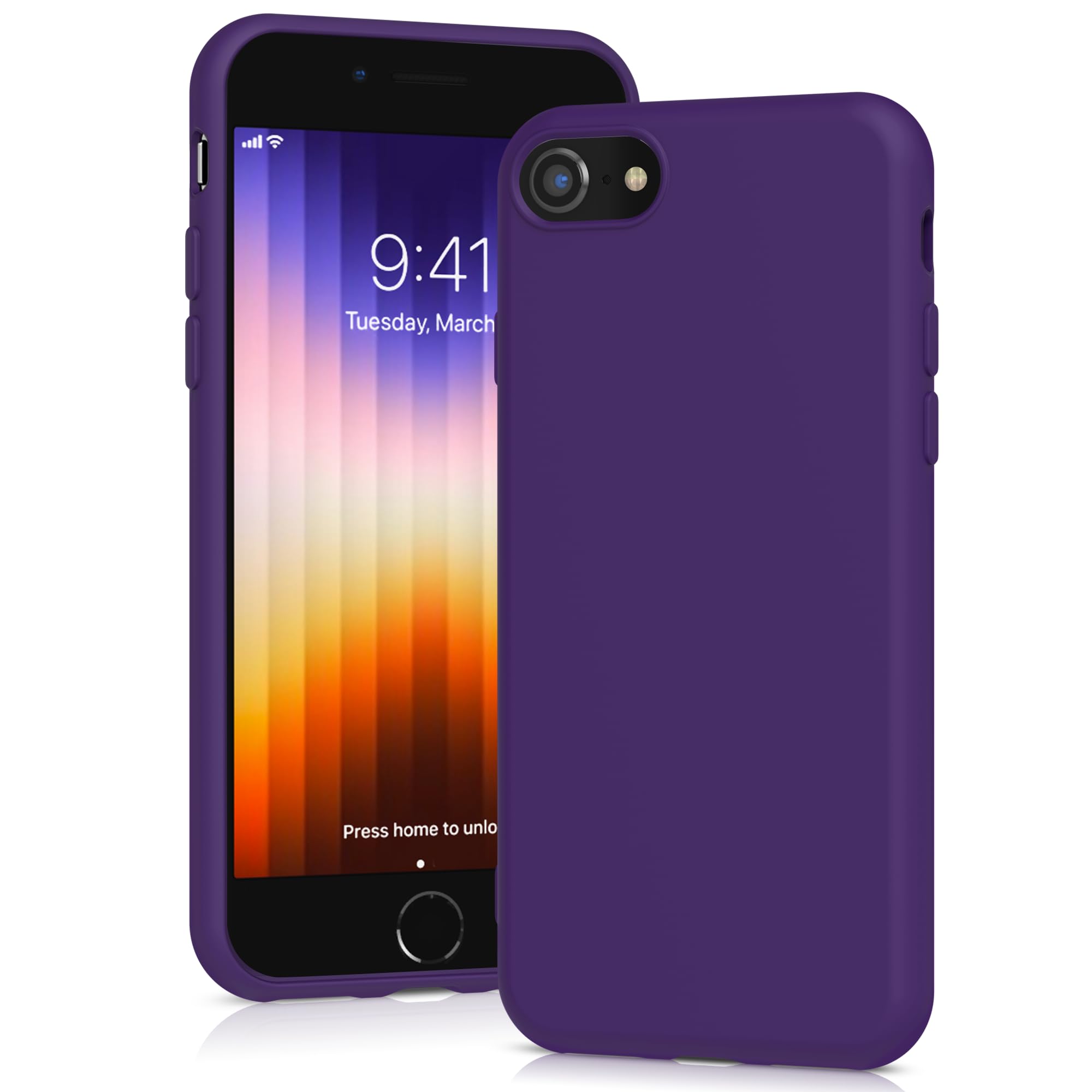 YATWIN Silicone Case for iPhone SE 2020/2022, iPhone 8/7, Soft-Touch, Shockproof, DustProof, Antiskid Apple Phone Cover for iPhone SE 2nd 3rd Generation - Purple — image 1