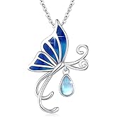 Hagkew Butterfly Necklace 925 Sterling Silver Crystal CZ Butterfly Pendant Necklace Jewelry for Women Mom Wife