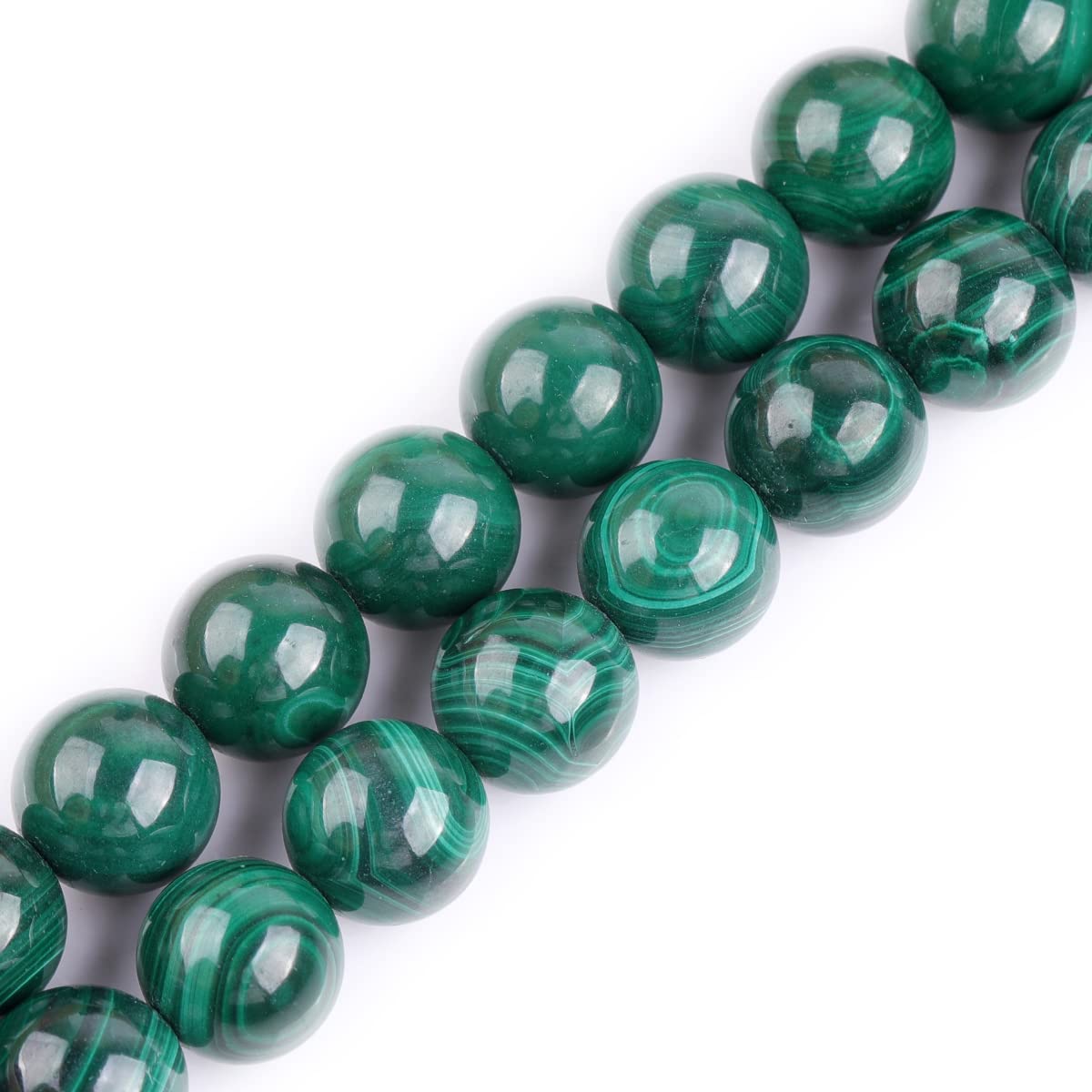 Sweet & Happy Girl's Store 11mm Round Gemstone Natural Malachite Grade A Beads Strand 15 Inch Jewellery Making Beads