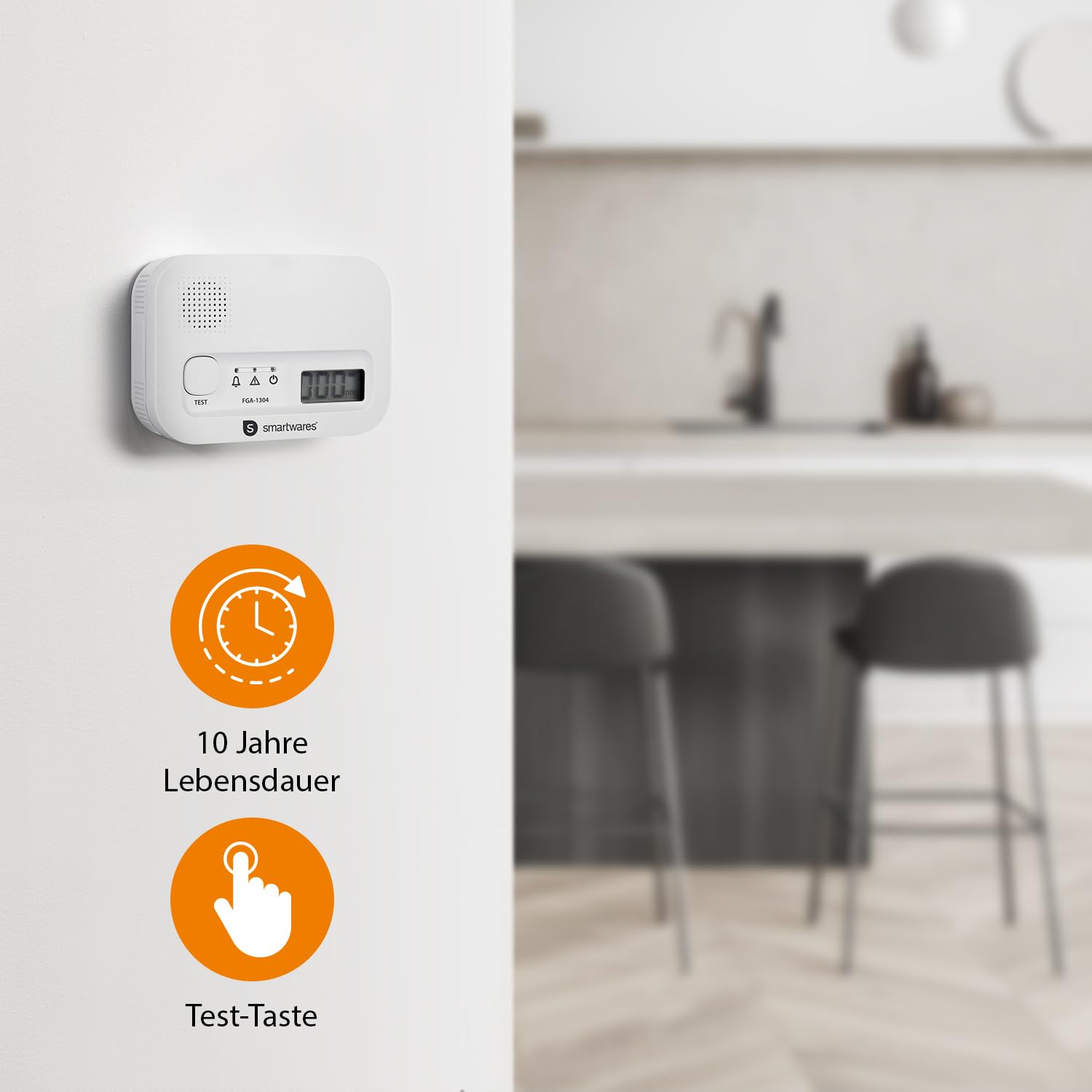 Smartwares Kohlenmonoxid melder, 10 Jahre Sensor, 1.5 Testsieger Wertung, mit Display und Testknopf - FGA-13041 8
