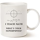 MAUAG Funny Teacher Coffee Mug, I Teach Math What's Your Superpower Teachers' Day Gifts for Teacher Cup White, 11 Oz