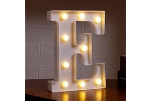 DYINGSWAN Small Led Marquee Letters, Light Up Letters, 8.58 Inch Led Letter Lights, Battery Powered Lighted Sign for Table, Party, Birthday, Christmas Decor (Letter E)