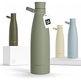 LARS NYSØM Stainless Steel Insulated Water Bottle 25oz 34oz | Insulated Thermo Flask for Hot and Cold Beverages | Leakproof Drinking Bottle (Sage Green, 33.9oz)