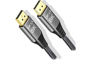 Angusplay 8K DisplayPort Cable 1.4 15ft / 5m, Ultra HD 4K 144Hz, 8K 60Hz, HBR3(7680x4320 Resolution) Displayport to Displaypo
