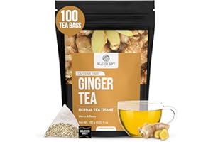 Blendart - Ginger Tea Bags, 100Teabags, 2g/bag - Premium Ginger Root Tea Bag - Warm & Spicy - Non-GMO - Caffeine-free - Support Digestion & Boost Immunity