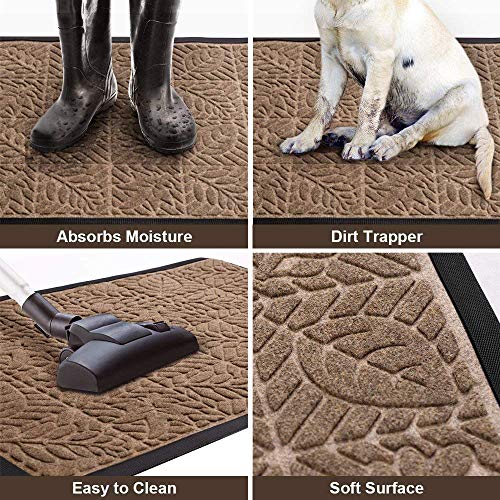 Amagabeli Large Outdoor Door Mats Rubber Shoes Scraper 36" x 24" for