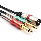 SiYear XLR 3 Pin to Double 6.35mm 1/4" TS Male Y Splitter Cable 15FT, Dual Mono (1/4 inch) 6.35mm to XLR Plug Stereo Microphone Audio Converter Adapter Cable(15Feet)