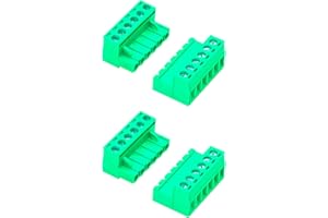 Tcenofoxy 2 Set 5.08mm 6 Pin Male & Female Phoenix Type Connector No Soldering Green PCB Screw Terminal Block 6 Pole