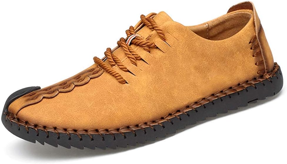 Rongchuang Men's Anti-Collision Toe Casual Leather Shoes,British Style Handmade Loafers