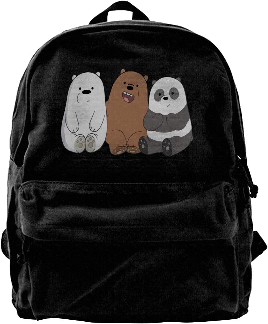 Cool We Bare Bears Backpack Canvas School Bag Canvas All-Purpose Adjustable Shoulder Travel High Capacity