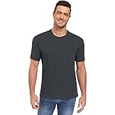 Yshow Mens Classic Tees Short Sleeve Crew Neck T Shirts for Men, Cotton Blend Soft Fitted Basic T-Shirts, 4-Pack