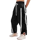 Wyeysyt Womens Wide Leg Pants Baggy Sweatpants Casual Drawstring Elastic Waist Contrast Color Y2K Track Pants