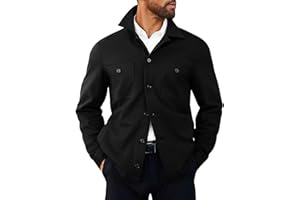 Runcati Mens Lightweight Shirt Jacket Button Down Long Sleeve Shacket Casual Fall Warm Work Stylish Jackets with Pocket