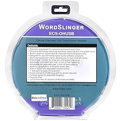 ECS WordSlinger USB Transcription Headset, 7-Foot