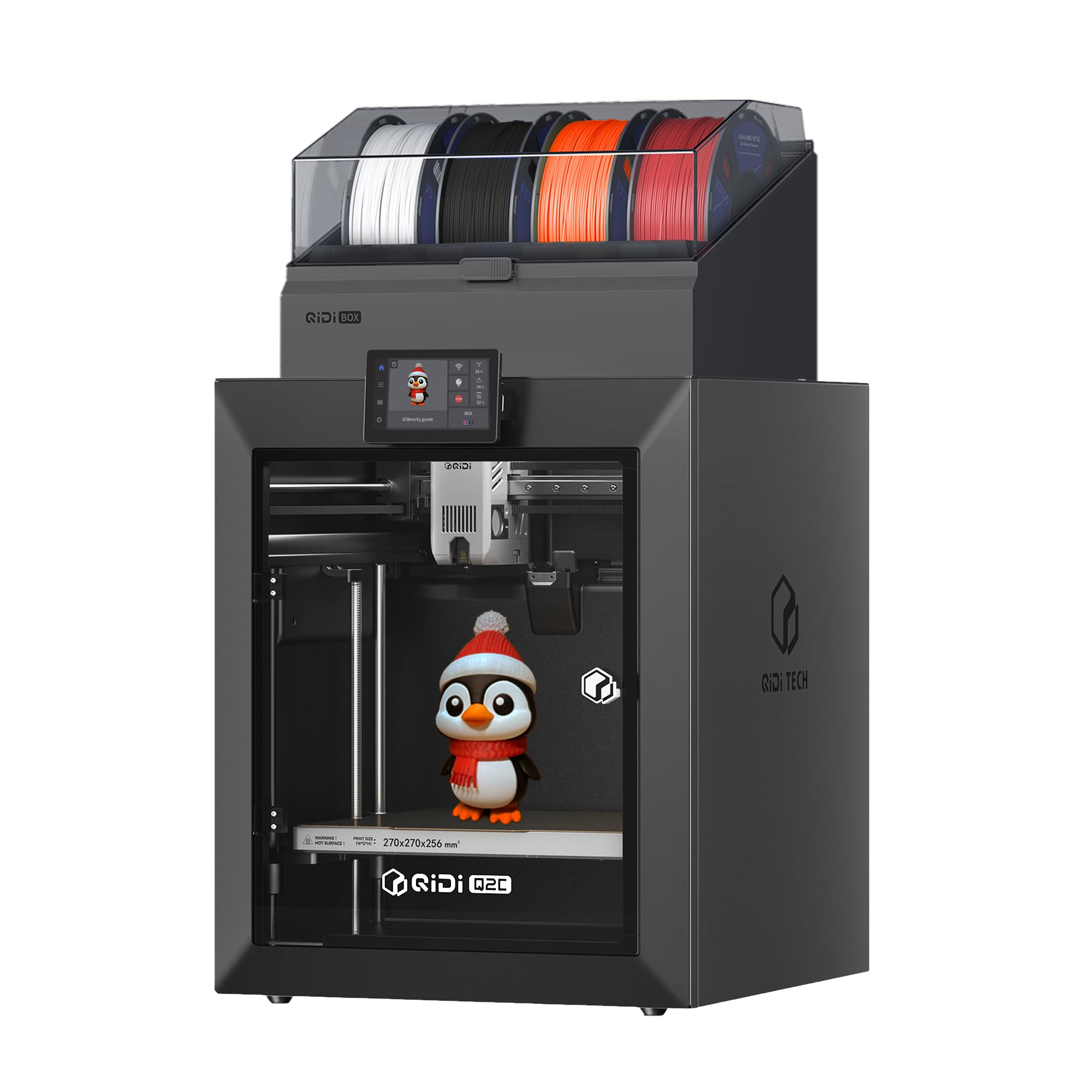 Photo 1 of QIDI Q2C Combo 3D Printer, Enclosed FDM, New Generation Leveling Sensor Full Auto Leveling, 600mm/s High Speed, 270x270x256mm Build Volume, 370? Bimetal Hotend Unlock PPS-CF, from Beginner to Expert