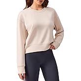 PINSPARK Soft Crewneck Cropped Sweatshirt for Women Long Sleeve Relaxed Lightweight Basic Crop Tops 2025