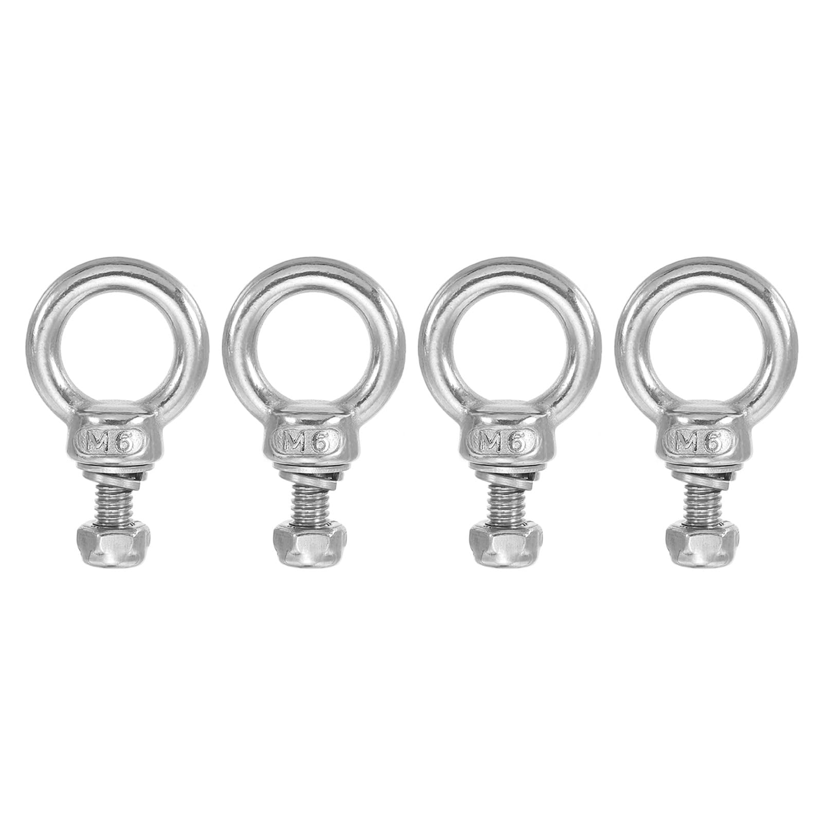 PATIKIL Lifting Shoulder Eye Bolts, M6x16 304 Stainless Steel Male Thread with Hex Screw Nut Gasket Flat Washer for Hanging Securing Chain Wire Rope, 4 Sets