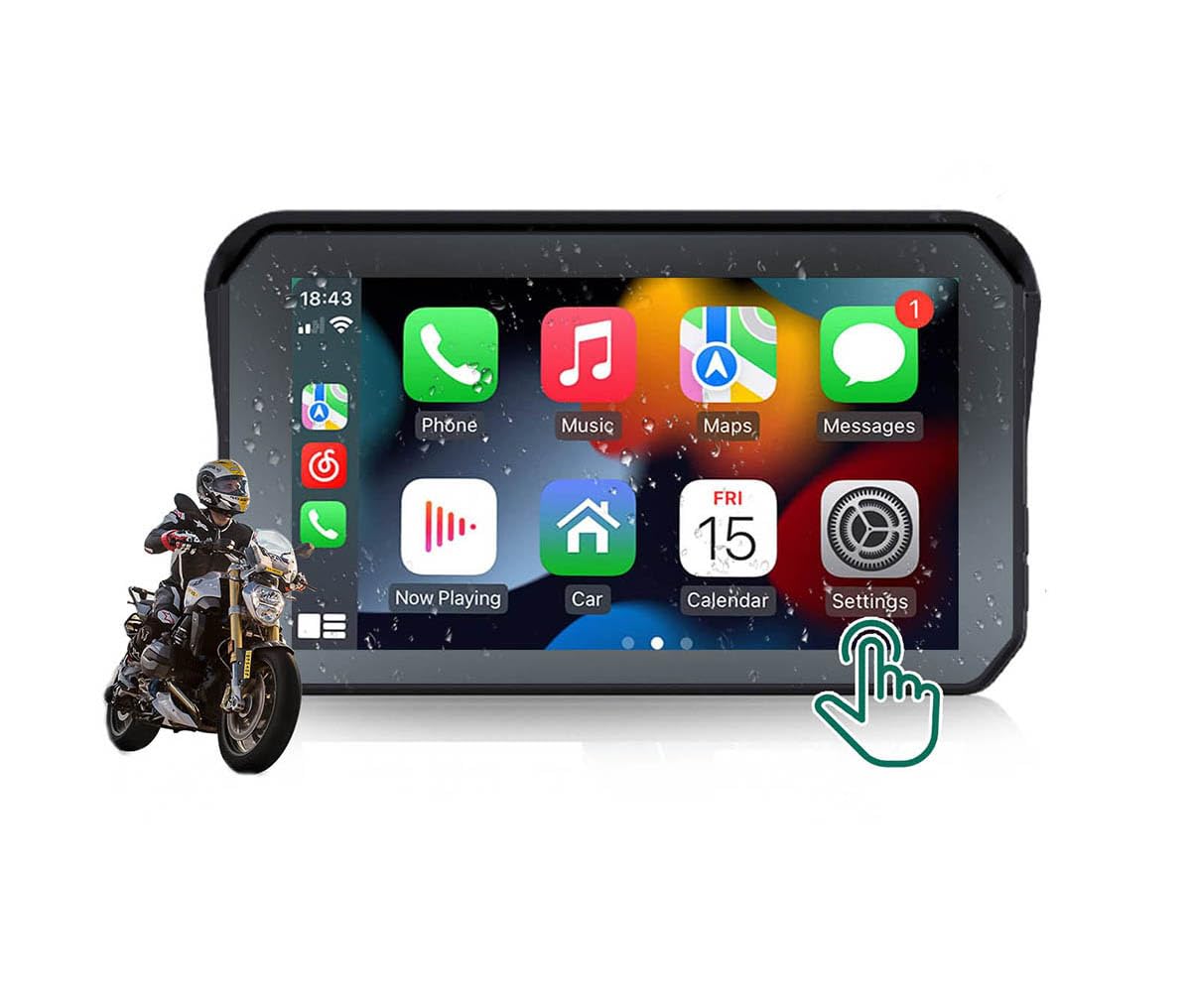 Photo 1 of Motorcycle 5Inch IPS Touch Screen Monitor Compatible with Wireless Carplay, Android Auto, GPS, G-Sensor, Siri & Intellegent Voice, WiFi, Bluetooth, TF Card, Waterproof TTXSCAM MT01-A