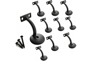 Langdoly- 3" Solid Heavy Duty Round Base Handrail Brackets for Staircase-Pack of 10 (Satin Black)