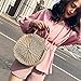 HOSPORT Women Straw Handbag Round Straw Woven Shoulder Bags Beach Zipper Totes
