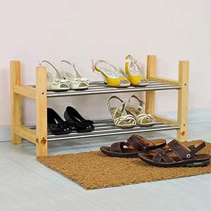 GONGFF Zapato de Madera Maciza de múltiples Capas Simple Zapatero