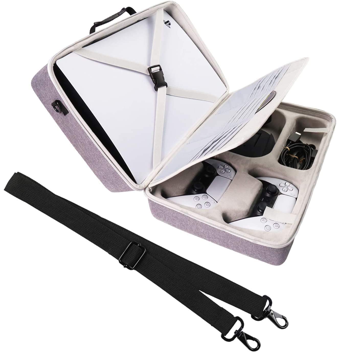 Khanka Hard Travel Case for Sony PlayStation 5 PS5 Console Controller and Accessories.(Case only, Gray)